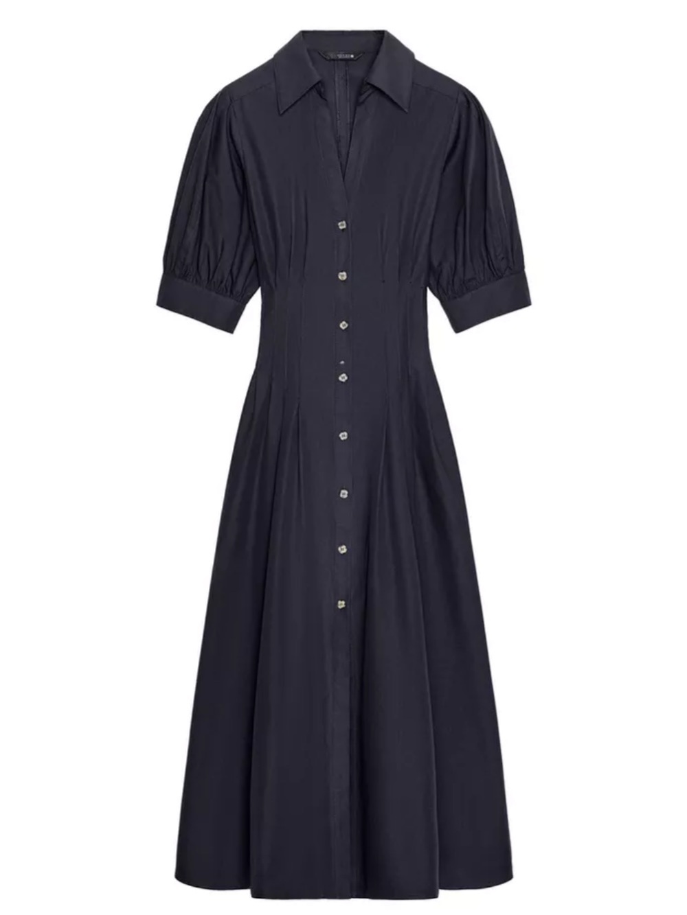 Zara Puff Sleeve Poplin Midi Dress